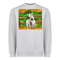 Heather Grey st patricks goat family shamrock gold serape leopard glitter wooden tu Heavyweight Sweatshirt - Artiststas