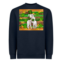 St Patricks Goat Family Shamrock Gold Serape Leopard Glitter Wooden Tu Heavyweight Sweatshirt | Teevron