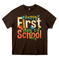 Chocolate Brown happy first day of school Heavy Core Tee - texasbilliewilder