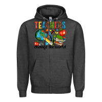 Charcoal Heather teachers change the world Zipper Hoodie - NancyCooperArtShop