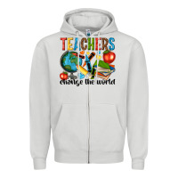 Dove Grey teachers change the world Zipper Hoodie - NancyCooperArtShop