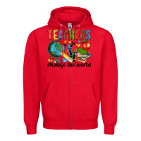 Red teachers change the world Zipper Hoodie - NancyCooperArtShop