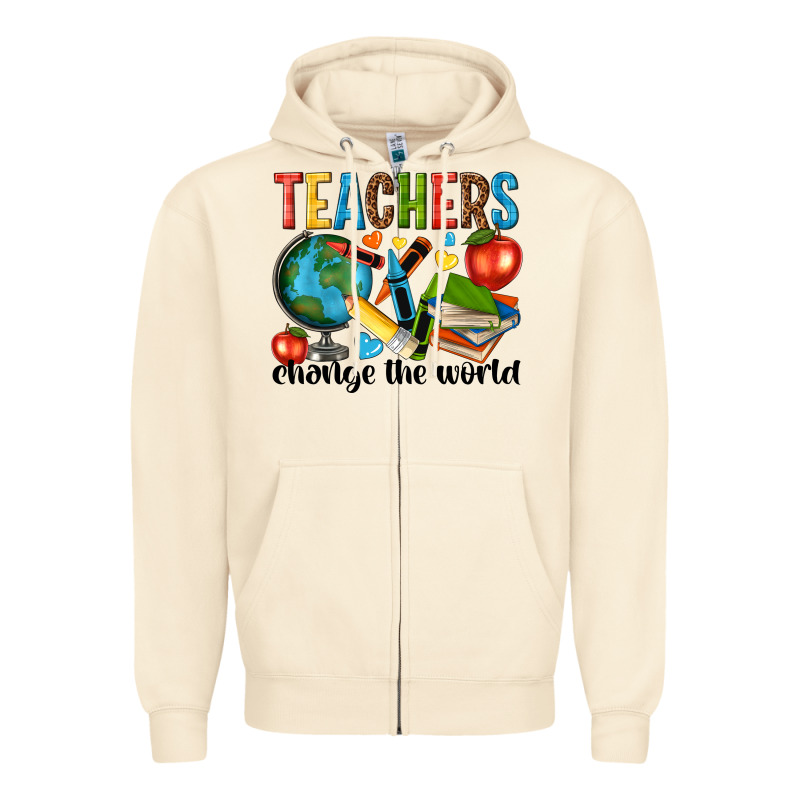 Teachers Change The World Zipper Hoodie by NancyCooperArtShop | Teevron