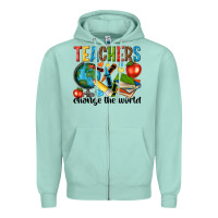 Seafoam teachers change the world Zipper Hoodie - NancyCooperArtShop