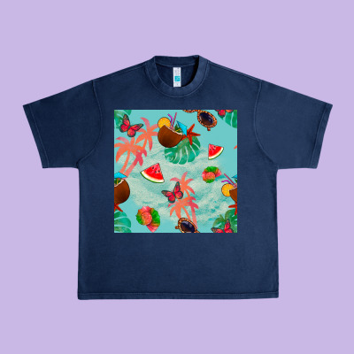 Summer Vibes Seamless Pattern Urban Heavy Tee Designed By Bundleandbundleshop