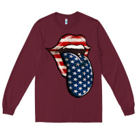 Burgundy America 4th Of July Tongue Long Sleeve Tee - Jasminsmagicworld