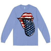Colony Blue America 4th Of July Tongue Long Sleeve Tee - Jasminsmagicworld