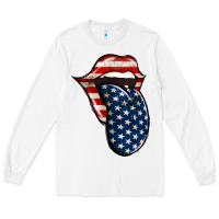 White America 4th Of July Tongue Long Sleeve Tee - Jasminsmagicworld