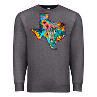 Charcoal Heather Western Sunflower, Rose, Gemstsone, Turquoise Bull Skull Premium Sweatshirt - Bettercallsaul