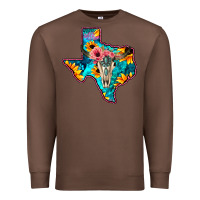 Chestnut Western Sunflower, Rose, Gemstsone, Turquoise Bull Skull Premium Sweatshirt - Bettercallsaul