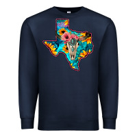 Navy Western Sunflower, Rose, Gemstsone, Turquoise Bull Skull Premium Sweatshirt - Bettercallsaul