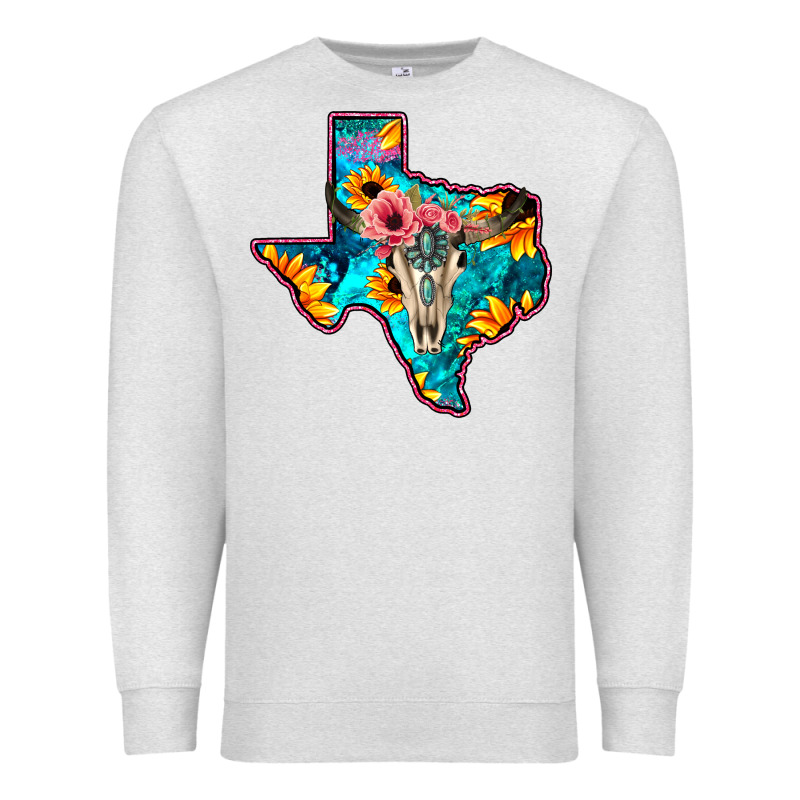 Western Sunflower, Rose, Gemstsone, Turquoise Bull Skull Premium Sweatshirt by Bettercallsaul | Teevron
