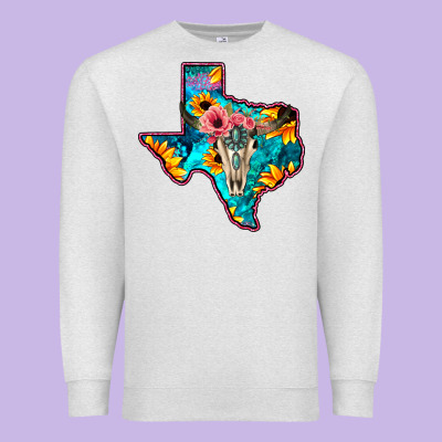 Western Sunflower, Rose, Gemstsone, Turquoise Bull Skull Premium Sweatshirt Designed By Bettercallsaul