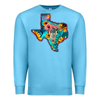 Ocean Blue Western Sunflower, Rose, Gemstsone, Turquoise Bull Skull Premium Sweatshirt - Bettercallsaul