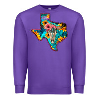 Purple Western Sunflower, Rose, Gemstsone, Turquoise Bull Skull Premium Sweatshirt - Bettercallsaul