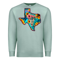 Seafoam Western Sunflower, Rose, Gemstsone, Turquoise Bull Skull Premium Sweatshirt - Bettercallsaul