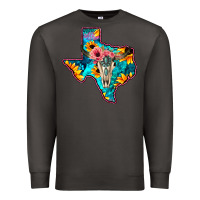 Smoke Western Sunflower, Rose, Gemstsone, Turquoise Bull Skull Premium Sweatshirt - Bettercallsaul