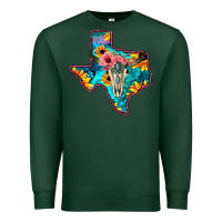 Sports Green Western Sunflower, Rose, Gemstsone, Turquoise Bull Skull Premium Sweatshirt - Bettercallsaul