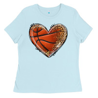 Baby Blue basketball heart Ladies Tee - texasbilliewilder