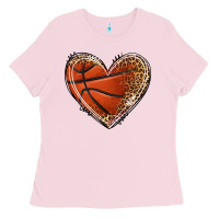 Bubblegum Pink basketball heart Ladies Tee - texasbilliewilder