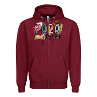 Burgundy para squad Zipper Hoodie - NancyCooperArtShop