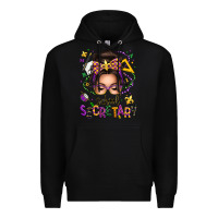 Black mardi gras school secretary caucasian messy bun Premium Hoodie - texasbilliewilder