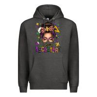 Charcoal Heather mardi gras school secretary caucasian messy bun Premium Hoodie - texasbilliewilder