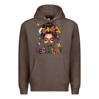 Coffee mardi gras school secretary caucasian messy bun Premium Hoodie - texasbilliewilder