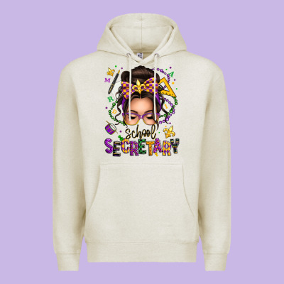 Mardi Gras School Secretary Caucasian Messy Bun Premium Hoodie Designed By Texasbilliewilder