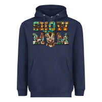 Navy show mom brown calf Heavyweight Hoodie - BarkalooDesign