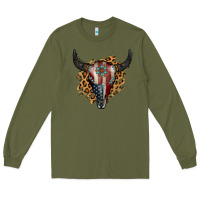 Army Green American Bull Skull Long Sleeve Tee - Jasminsmagicworld