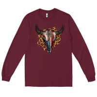 Burgundy American Bull Skull Long Sleeve Tee - Jasminsmagicworld