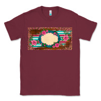 Burgundy western pink flovers leopard serape   license plate template Classic Tee - BarkalooDesign