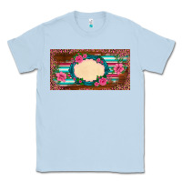 Dusty Blue western pink flovers leopard serape   license plate template Classic Tee - BarkalooDesign