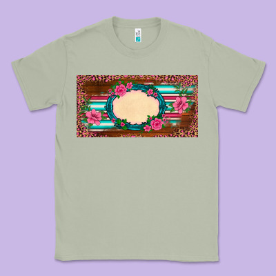 Western Pink Flovers Leopard Serape   License Plate Template Classic Tee Designed By Barkaloodesign