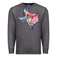Charcoal Heather Texas Boho Bull Skull Premium Sweatshirt - Bettercallsaul