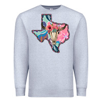 Heather Grey Texas Boho Bull Skull Premium Sweatshirt - Bettercallsaul