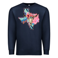 Navy Texas Boho Bull Skull Premium Sweatshirt - Bettercallsaul