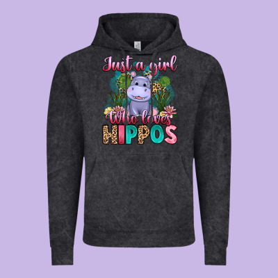 Just A Girl Who Loves Hippos Vintage Hoodie Designed By Artiststas