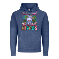 Vintage Denim just a girl who loves hippos Vintage Hoodie - Artiststas