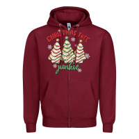 Burgundy christmas tree junkie Zipper Hoodie - MaliasSmallBusiness