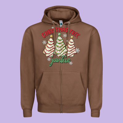 Christmas Tree Junkie Zipper Hoodie Designed By Maliassmallbusiness