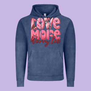 Love More Worry Less Vintage Hoodie Designed By Ranaportraitstore