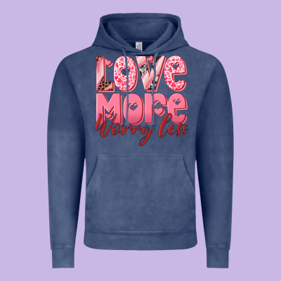 Love More Worry Less Vintage Hoodie Designed By Ranaportraitstore