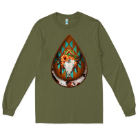Army Green aztec bullskull teardrop earrings Long Sleeve Tee - Jasminsmagicworld