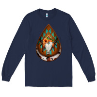 Navy aztec bullskull teardrop earrings Long Sleeve Tee - Jasminsmagicworld