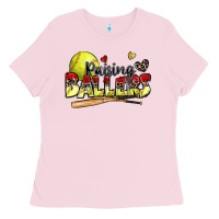 Bubblegum Pink raising ballers softball Ladies Tee - Zillion Design Studio