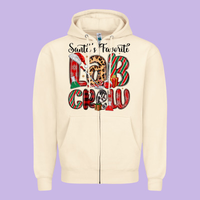 Santa S Favorite Lab Crew Zipper Hoodie Designed By Maliassmallbusiness