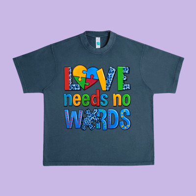 Love Needs No Words Autism Urban Heavy Tee Designed By Adodesignshop