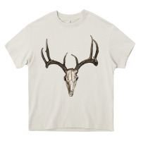 Cream deer skull Heavy Core Tee - RanaPortraitStore